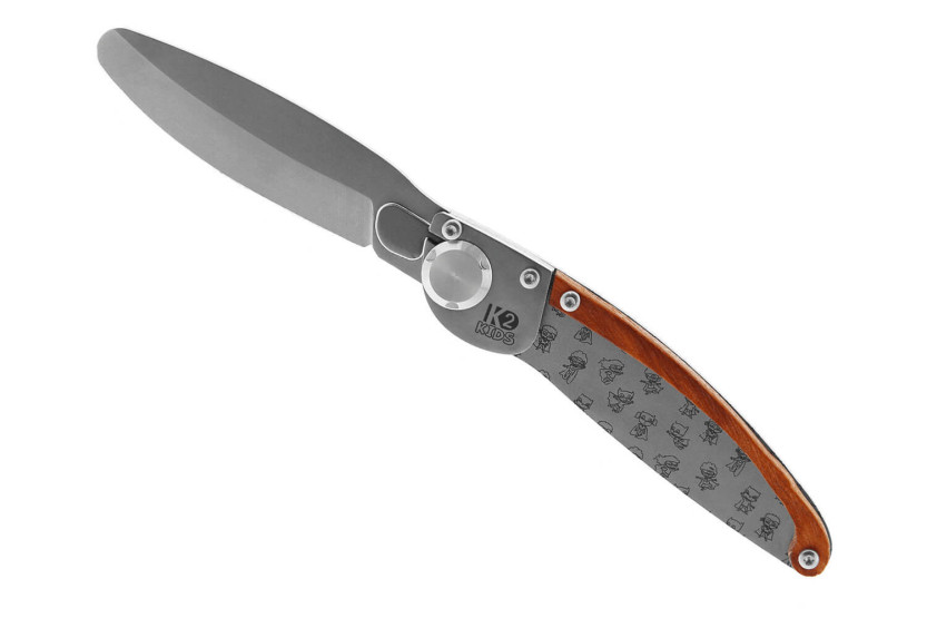 K2 Kids 812173 coltello pieghevole supereroe in acciaio inox 9,5 cm + fodero in pelle scamosciata