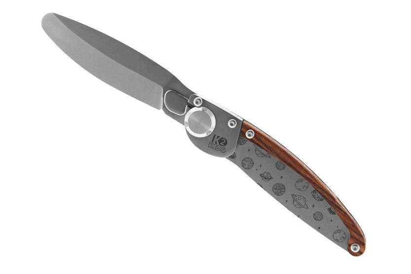 Klappmesser K2 Kids 812174 Edelstahlgriff mit Planetendekor 9,5cm + Wildlederetui