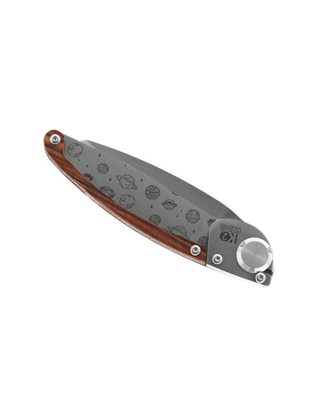 Klappmesser K2 Kids 812174 Edelstahlgriff mit Planetendekor 9,5cm + Wildlederetui