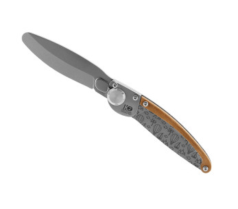 K2 Kids folding knife 812175 stainless steel handle with 9.5cm hot-air balloon design + suede sheath