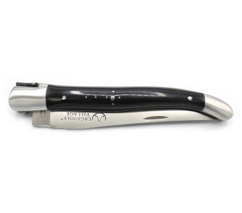 Laguiole Village vouwmes 12cm hoornen handvat met bolster 2