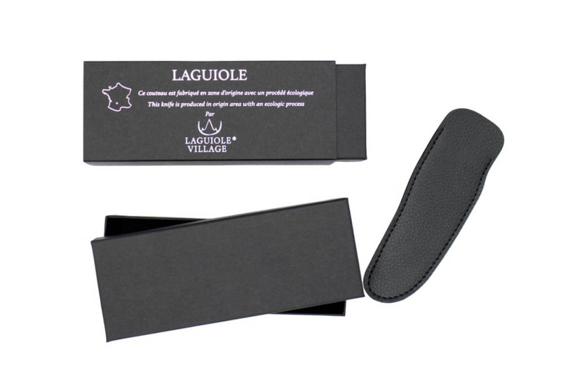 Laguiole Village foldekniv 12 cm med hornhåndtag og bolster