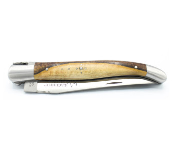 Navaja plegable Village Laguiole 12cm mango de madera de pistacho con cabezada 2