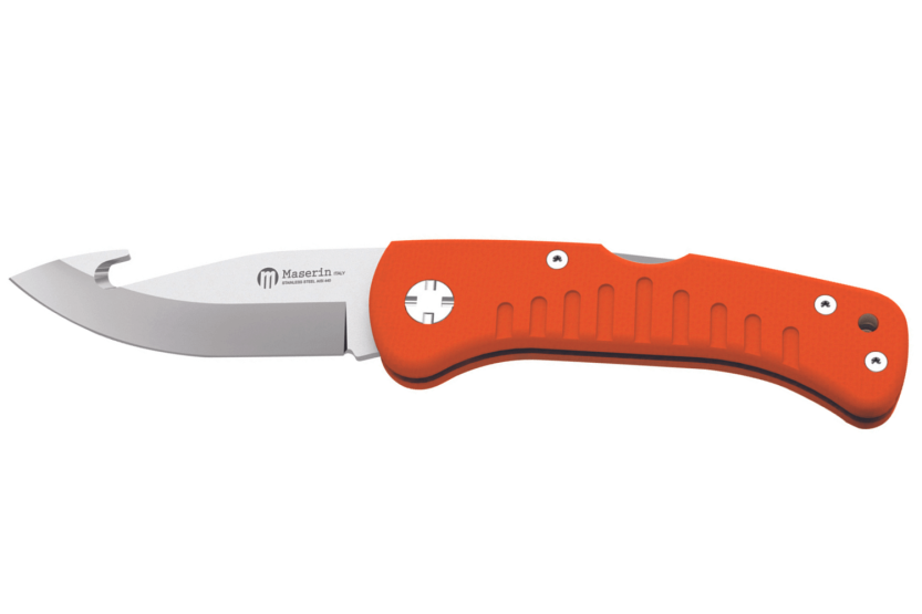 Maserin Skinner 763 folding knife blade hook guthook handle G10 orange 12.5cm