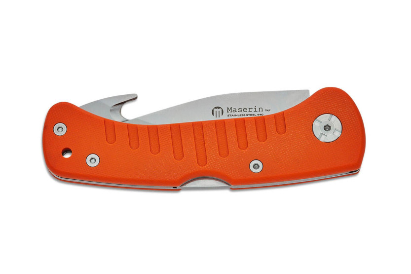 Maserin Skinner 763 coltello pieghevole lama gancio guthook manico G10 arancione 12,5 cm