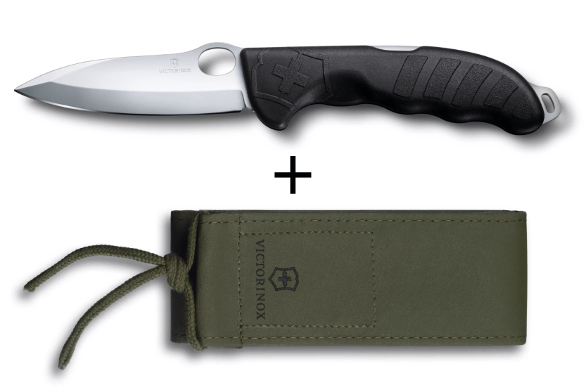 Victorinox Hunter Pro M One Hand Folding Knife 13.6cm Black Polyamide Handle + Khaki Canvas Case