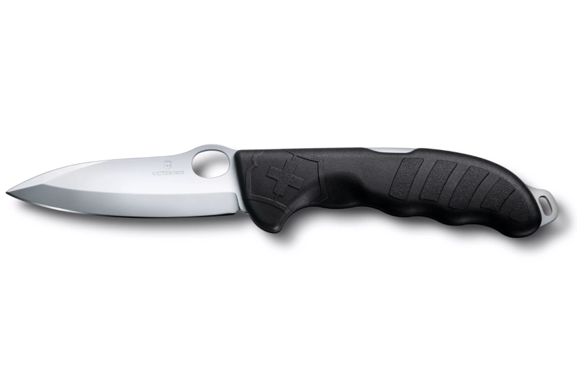 Victorinox Hunter Pro M One Hand Folding Knife 13.6cm black polyamide handle + khaki canvas sheath