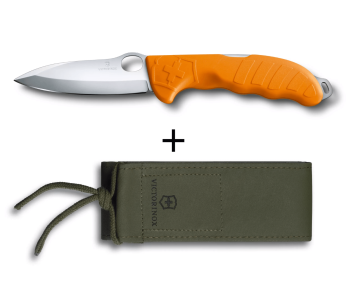 Victorinox Hunter Pro M One Hand taittoveitsi 13.6cm oranssi polyamidikahva + khaki kankainen tuppi