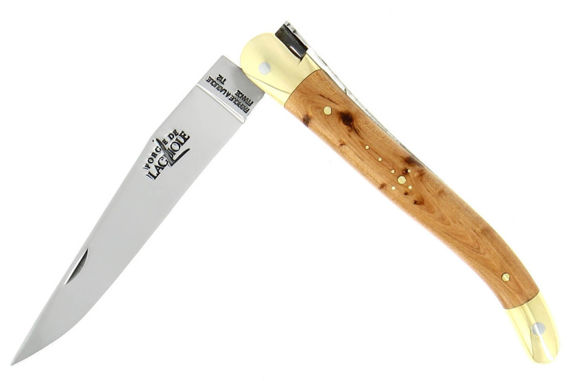 Faca dobrável Forge de Laguiole cabo em madeira de zimbro 11cm almofadas em latão