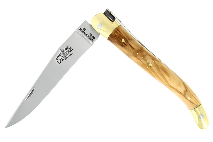 Forge de Laguiole taittoveitsi 11cm oliivipuinen kahva messinkiset bolsterit