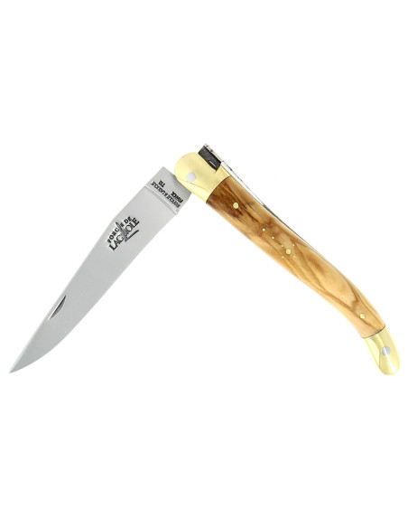 Forge de Laguiole taittoveitsi 11cm oliivipuinen kahva messinkiset bolsterit