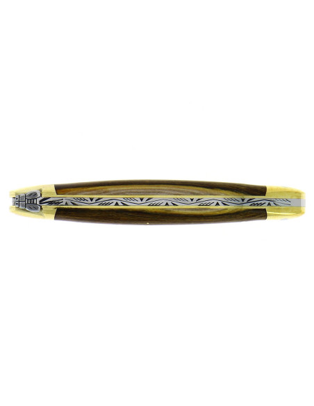 Navaja plegable Forge de Laguiole con mango de madera de pistacho 11cm virola de latón