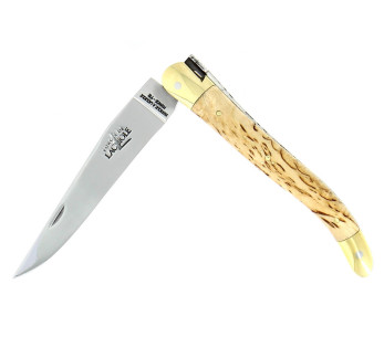 Faca dobrável Forge de Laguiole com cabo de madeira de bétula de 11 cm e almofadas de latão