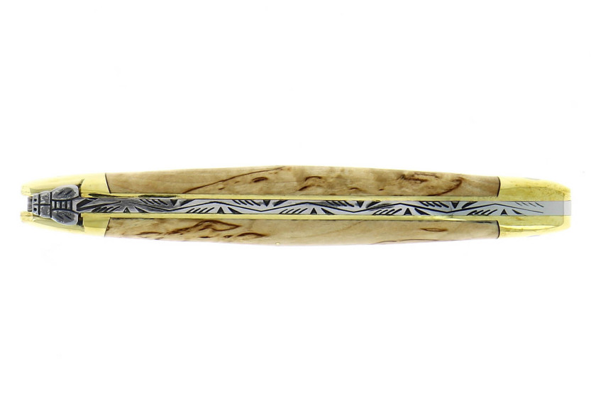Navaja plegable Forge de Laguiole con mango de madera de abedul de 11 cm y virolas de latón