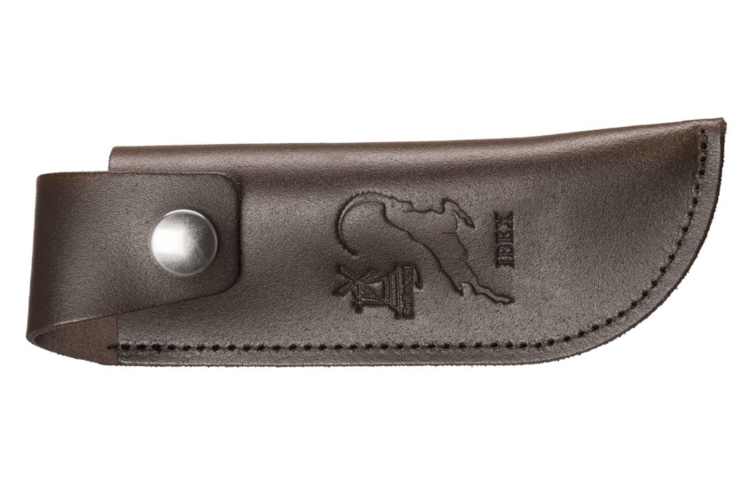 Custodia Windmühlenmesser artigianale per coltelli Ibex 100 in pelle di vacchetta marrone 16cm