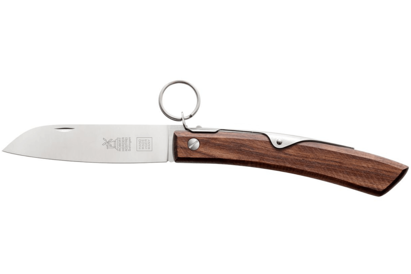Coltello pieghevole fatto a mano Windmühlenmesser Ibex 100 manico in noce 14 cm