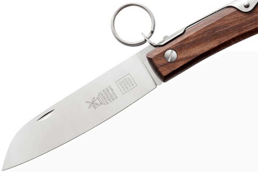 Windmühlenmesser Ibex 100 handmade folding knife 14cm walnut handle