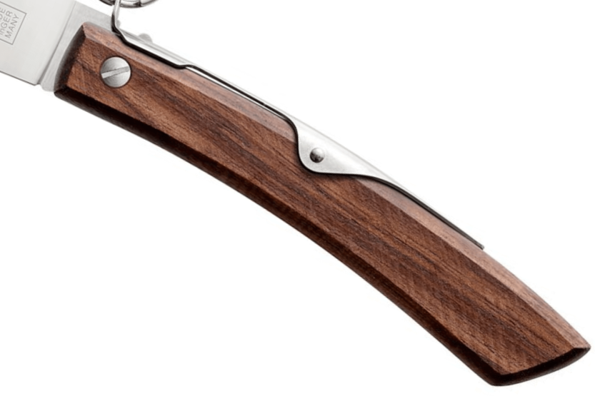 Faca dobrável artesanal Windmühlenmesser Ibex 100 cabo em nogueira 14cm