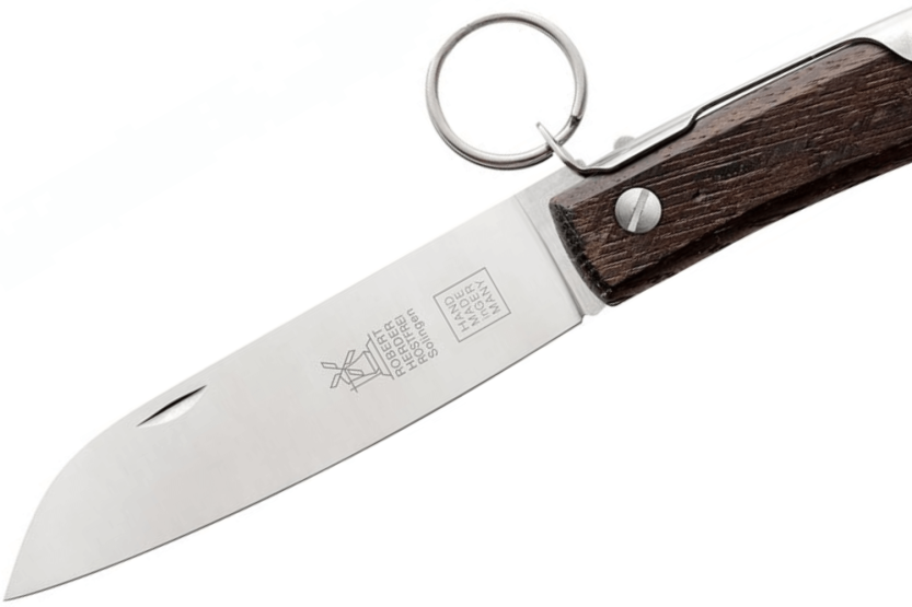 Windmühlenmesser Ibex 100 käsintehty taittoveitsi 14cm savustettu tammi kahva