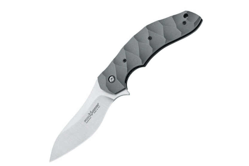 Anso FOX Fx.302 folding knife with corrugated titanium handle