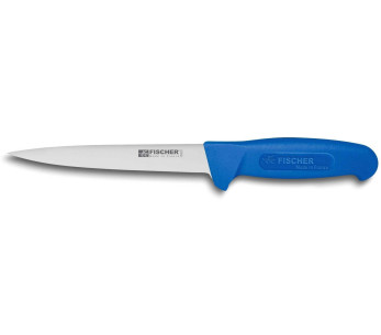 Fischer HACCP profesjonell utbeningskniv, slitt blad 17 cm, blått håndtak