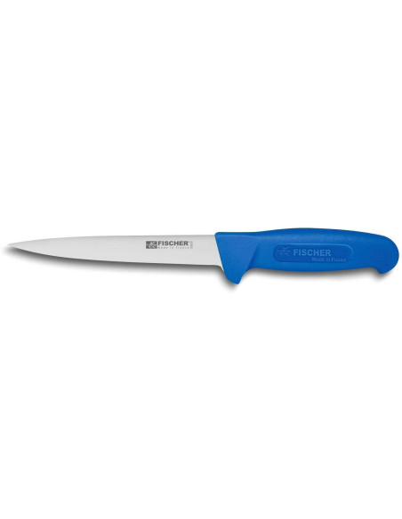 Coltello da disosso professionale Fischer HACCP, lama consumata 17 cm, manico blu