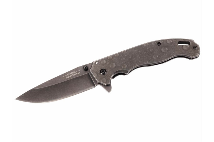 Herbertz Top Collection 532412 coltello pieghevole 12 cm manico in acciaio stonewashed + custodia