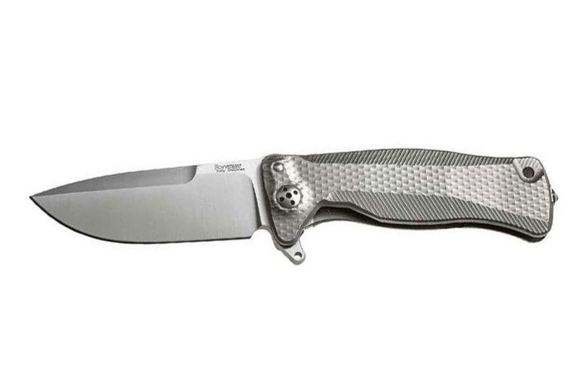 LionSteel SR11 vouwmes 12cm titanium handvat met glasbreker + lederen schede
