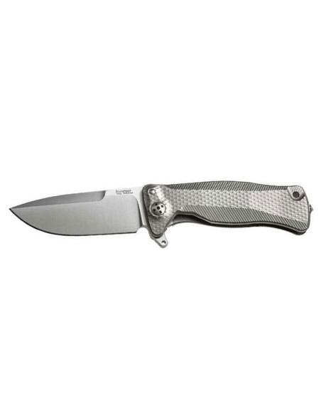 LionSteel SR11 taittoveitsi 12cm titaanikahva lasinmurtajalla + nahkatuppi