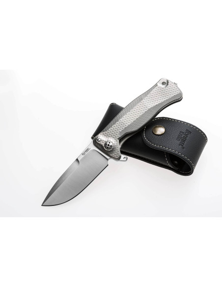 LionSteel SR11 coltello pieghevole 12 cm manico in titanio con punta rompivetro + fodero in pelle