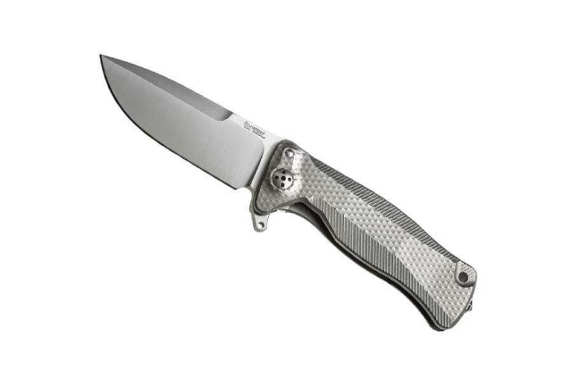 LionSteel SR11 taittoveitsi 12cm titaanikahva lasinmurtajalla + nahkatuppi