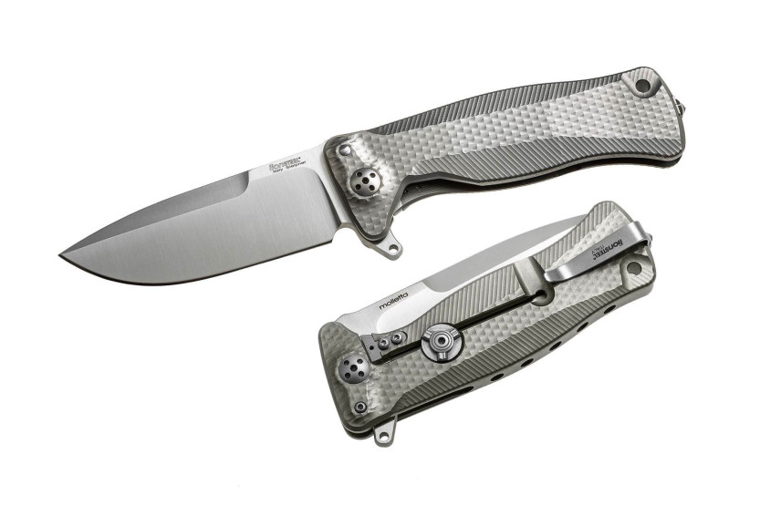 LionSteel SR11 coltello pieghevole 12 cm manico in titanio con punta rompivetro + fodero in pelle