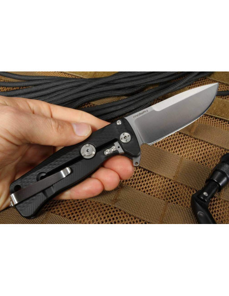 LionSteel SR22 fällkniv 10 cm aluminiumhandtag med glasbrytande spets