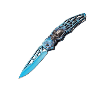 Coltello pieghevole Herbertz n°586412 manico a ragno in acciaio inox blu 12cm