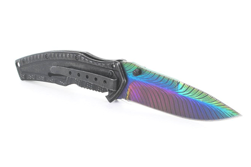 Coltello pieghevole Herbertz arcobaleno manico in acciaio 12 cm