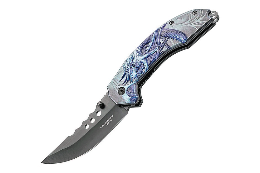 Klappmesser Herbertz Alu-Griff 11.5cm Drachen-Dekor