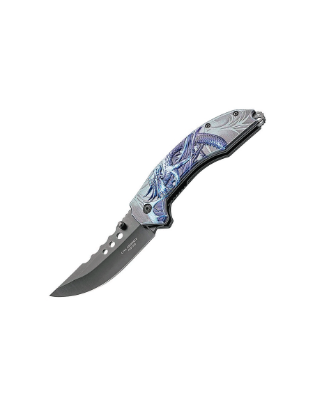Herbertz foldekniv 11,5 cm med aluminiumshåndtak i dragedesign