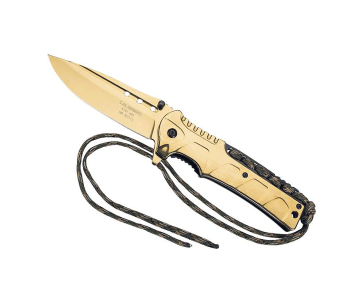Herbertz 567112 vouwmes met 12 cm verguld roestvrijstalen handvat + paracord veter