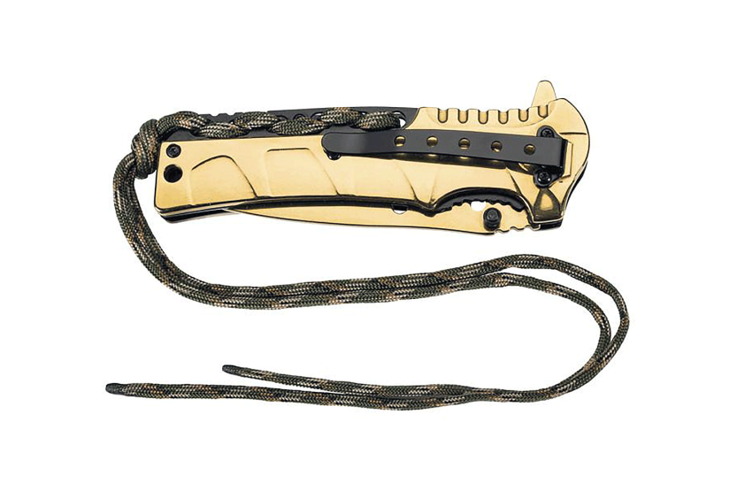 Klappmesser Herbertz 567112 Griff Edelstahl vergoldet 12cm + Paracord-Schnürsenkel