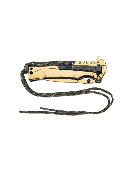 Herbertz 567112 coltello pieghevole con manico in acciaio inox placcato oro da 12 cm + laccio in paracord