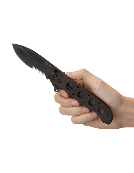 Navalha dobrável CRKT M21 preta com cabo G10 perfurado