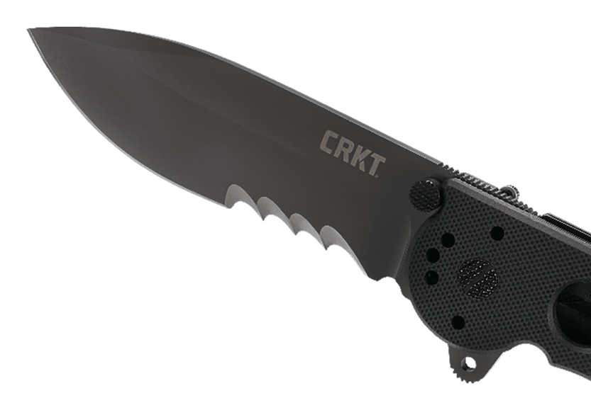 Navalha dobrável CRKT M21 preta com cabo G10 perfurado
