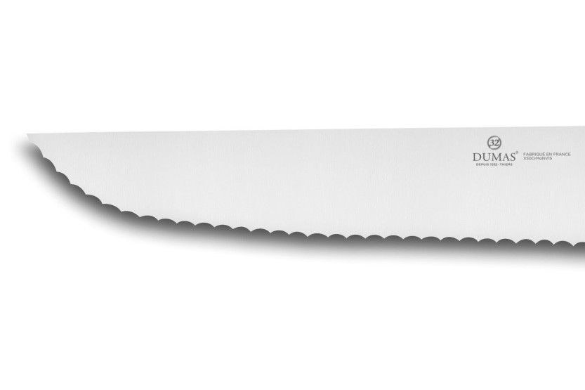 32 Dumas Affil ruostumattomasta teräksestä valmistettu hammastettu kalaveitsi 35cm kahva 3 niittiä 3 niittiä