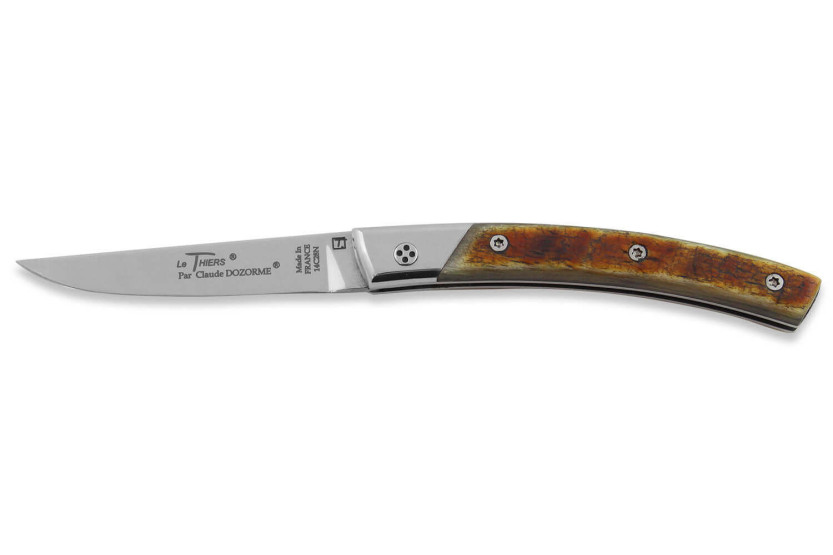 Le Thiers Secret foldekniv Claude Dozorme 11 cm skaft af vædderhorn