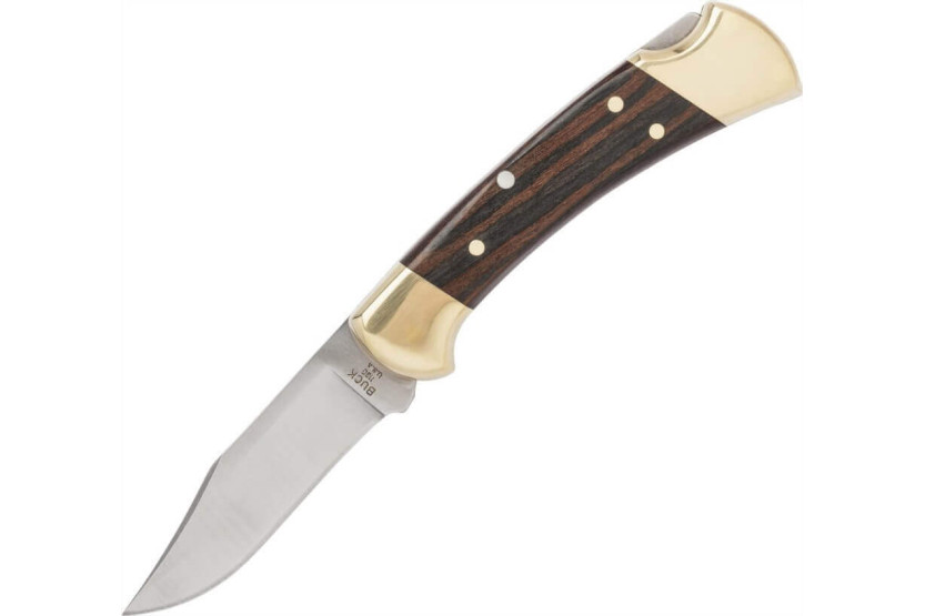 Cuchillo plegable de caza BUCK 110 + funda de cuero