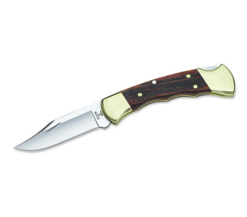 BUCK 112FG Ranger taittoveitsi 11cm kahva sormenjäljet + nahkatuppi