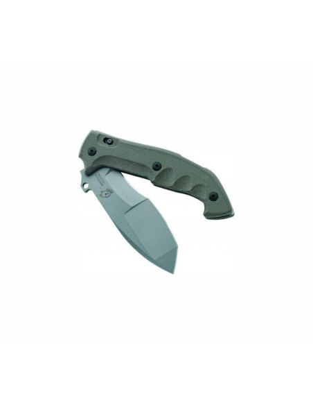 FOX MILITAIR Meskwaki tracker vouwmes 17cm groen micarta handvat + schede