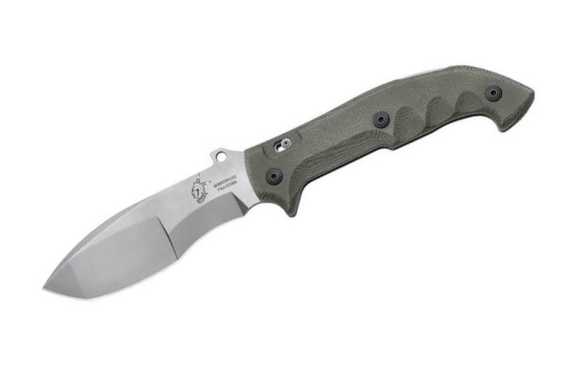 FOX MILITARY FX.500 Coltello pieghevole Meskwaki con manico in micarta verde 17cm + fodero