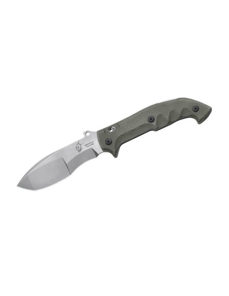 FOX MILITARY FX.500 Faca dobrável para batedores Meskwaki com cabo de micarta verde 17cm + bainha