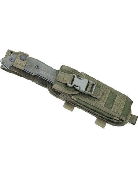 FOX MILITARY FX.500 Coltello pieghevole Meskwaki con manico in micarta verde 17 cm + fodero